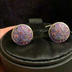 Duchamp Cufflinks Lavender Enamel New in Box